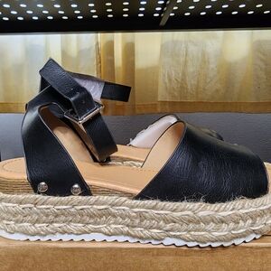 Black Espadrille Platform Sandals
